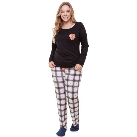 Pijama xadrez feminino plus size Clearance