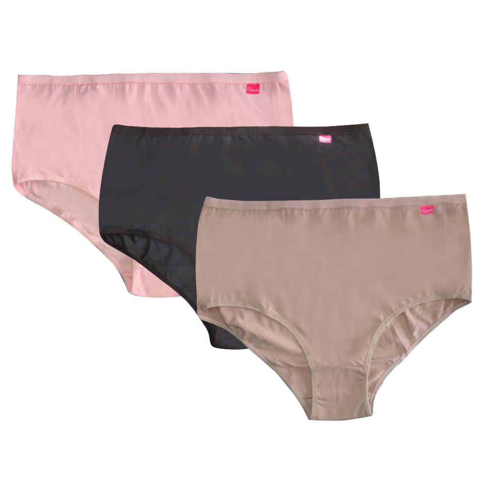 Kit Calcinhas Altas Plus Size Sortido com Algodão |Intima Store