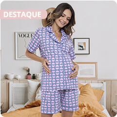 Pijama Americano Maternidade de Algodão Corações Luna Cuore